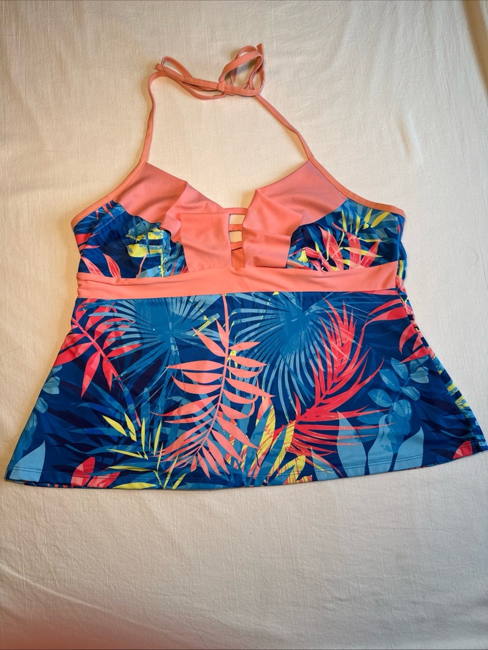 Peyton & Parker Swimwear Floral Tropical Halter Taking Top Plus Size 0x